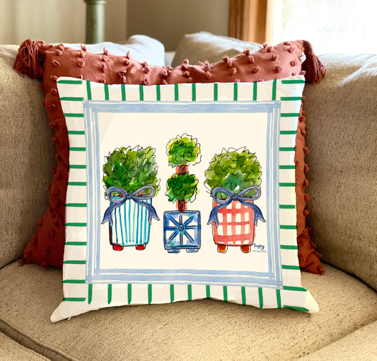 Plant and Bow Double-Sided Pillow
