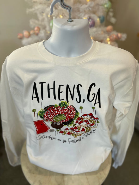 Saturdays in Athens Sweat Shirt - White