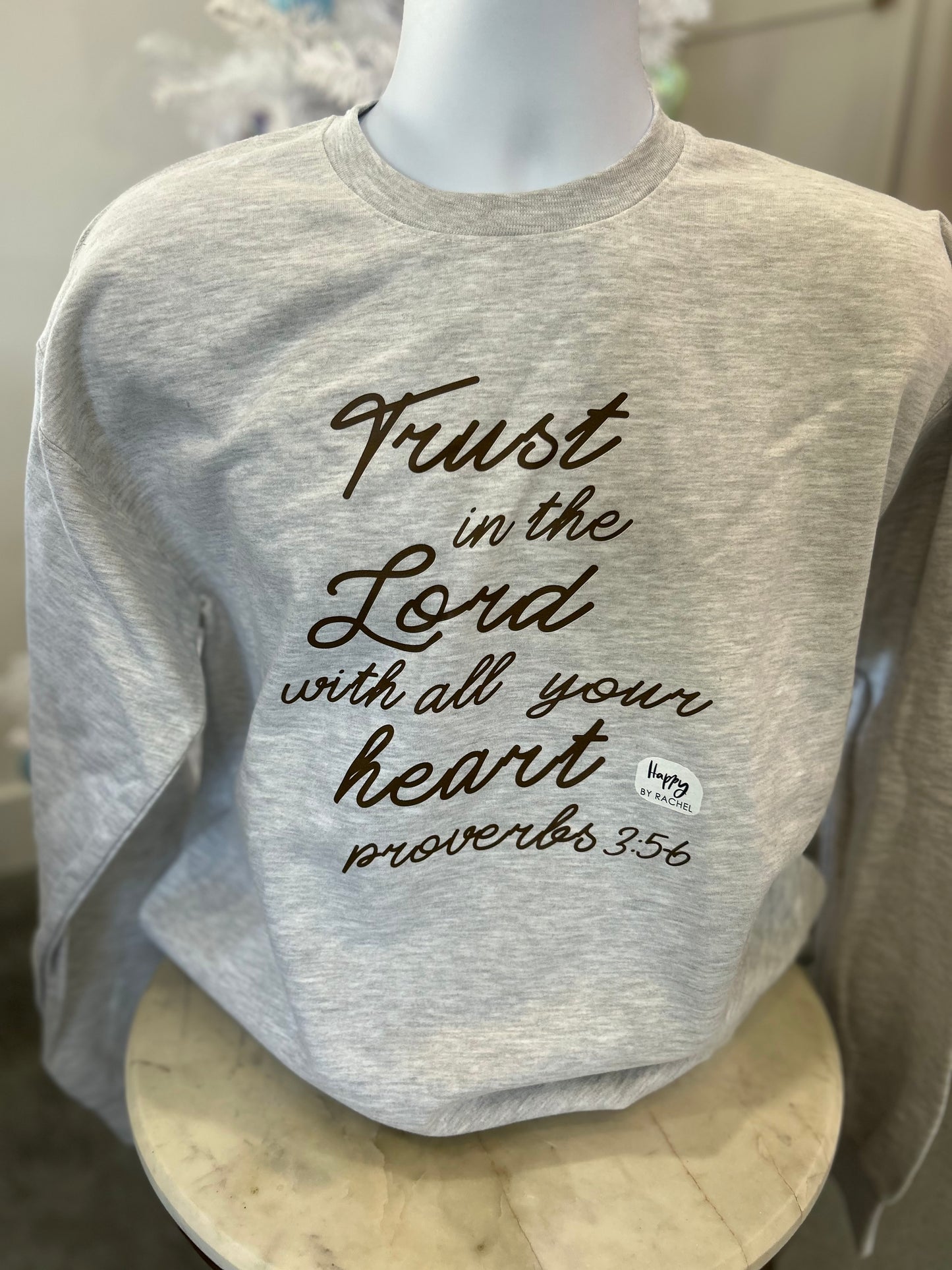 Trust in The Lord Sweatshirt - Ash Grey with Brown Letters