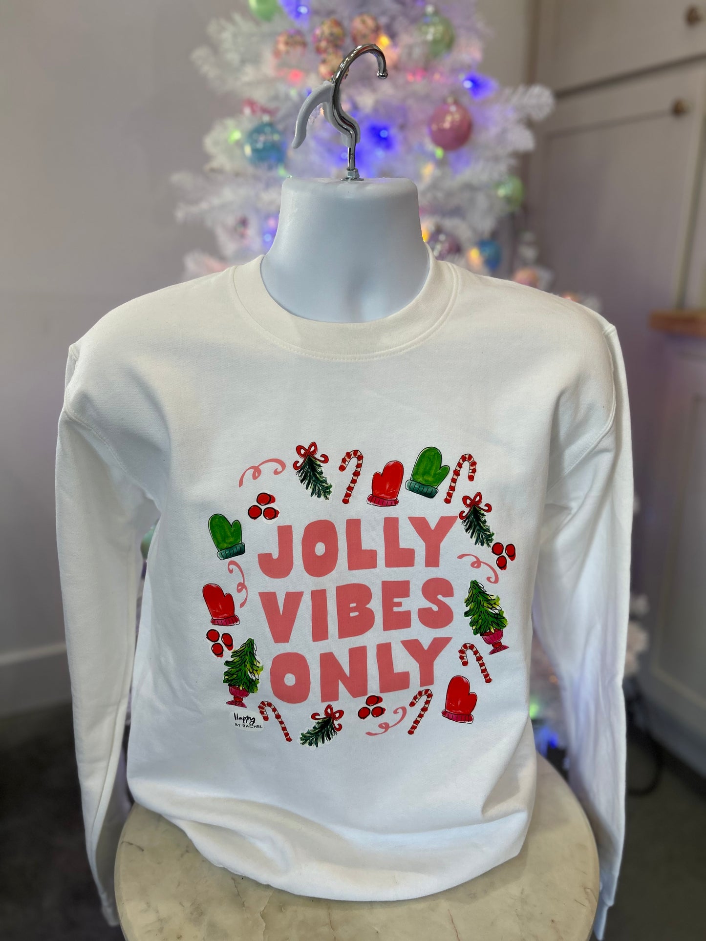 Jolly Vibes Christmas Sweatshirt - White