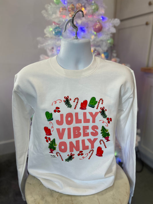 Jolly Vibes Christmas Sweatshirt - White