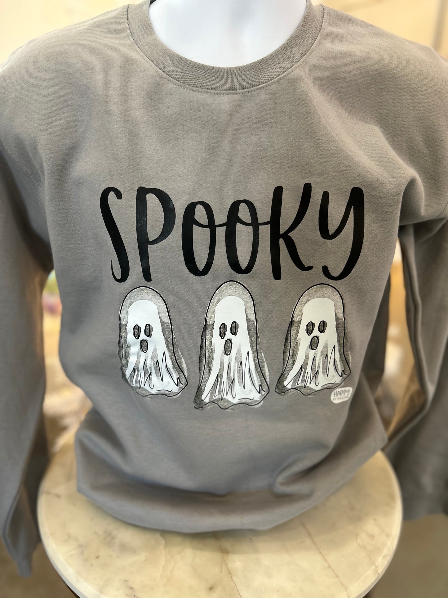 Spooky White Sweatshirt - Cement Grey