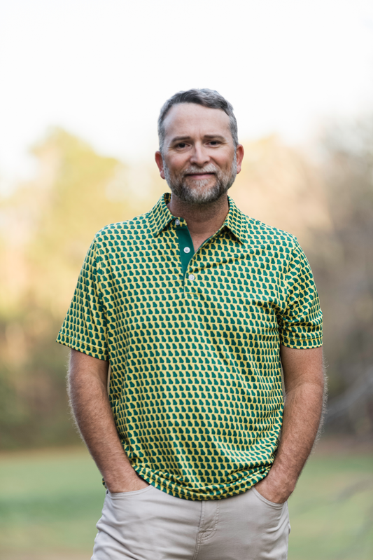 Green and Yellow Augusta Adult State Polo