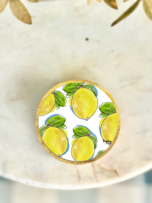 Lemon Wood and Enamel Small Tray