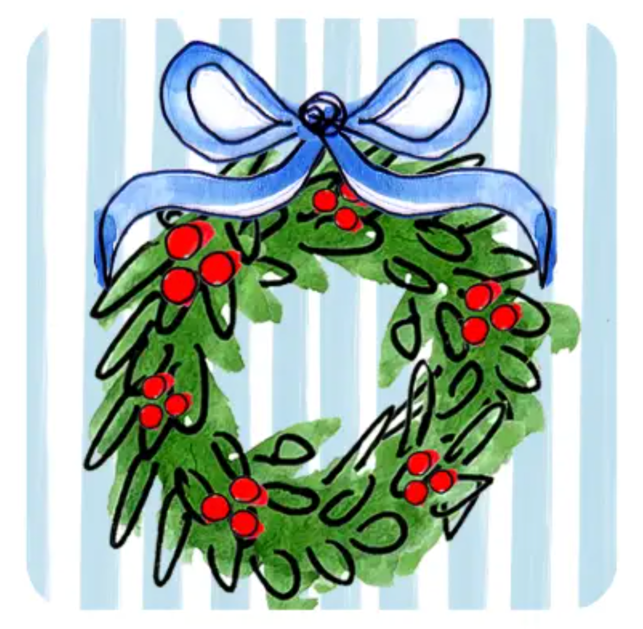 ACRYLIC Blue Wreath Sitter & Napkin Weight