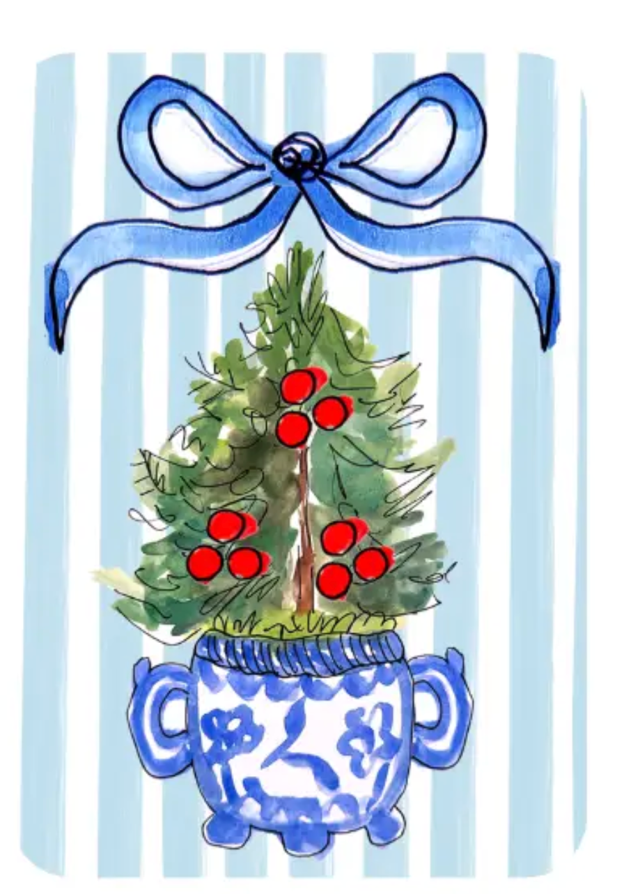 ACRYLIC Blue Topiary Sitter & Napkin Weight