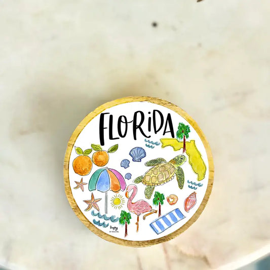 State of Florida Wood & Enamel Tray