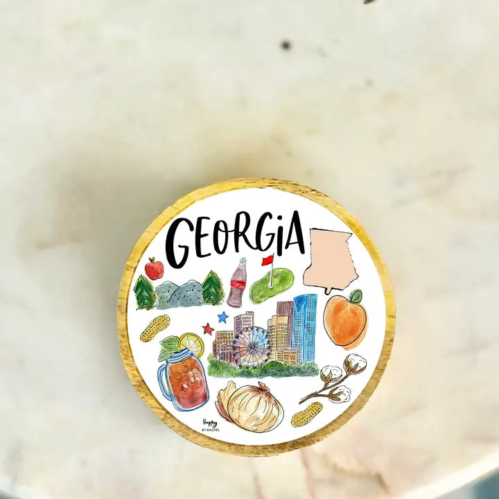 State of Georgia Wood & Enamel Tray