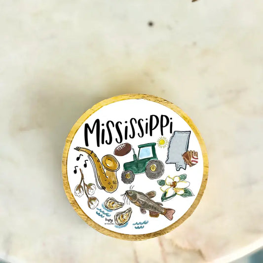 State of Mississippi Wood & Enamel Tray
