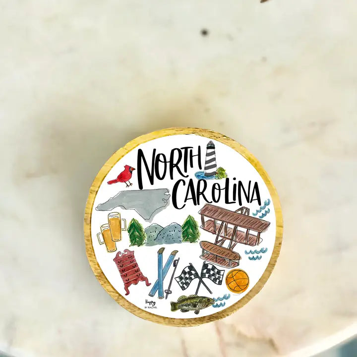 State of North Carolina Wood & Enamel Tray