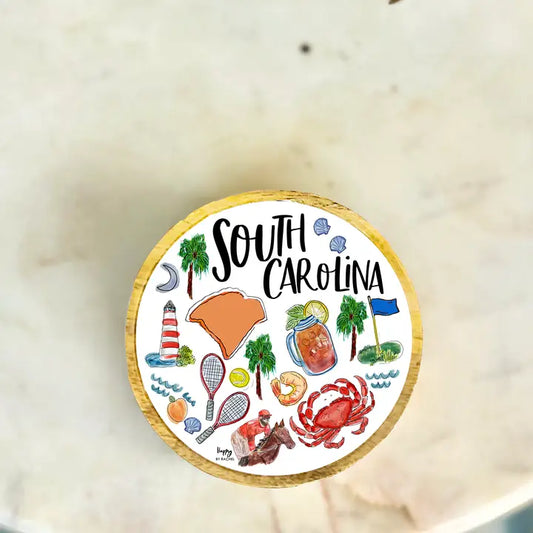 State of South Carolina Wood & Enamel Tray