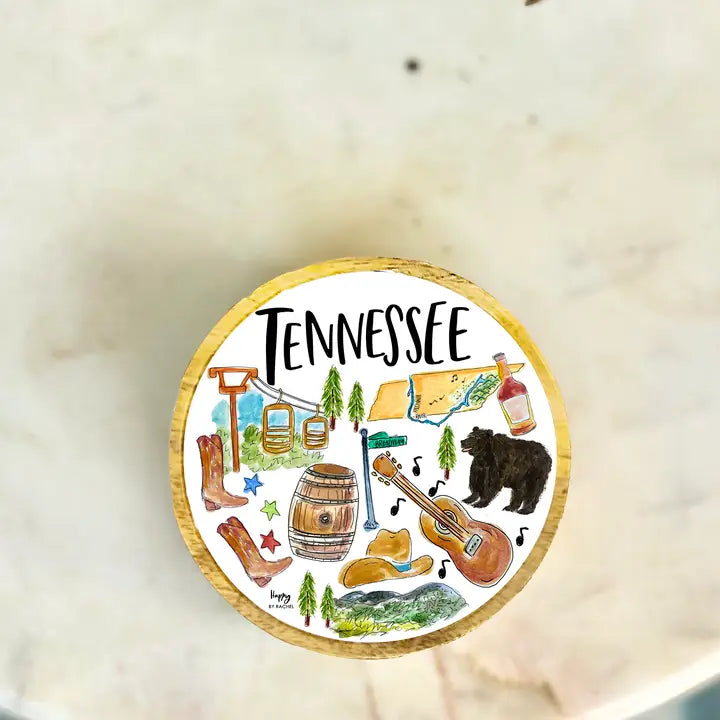 State of Tennessee Wood & Enamel Tray