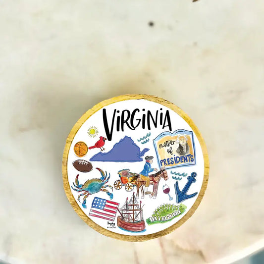 State of Virginia Wood & Enamel Tray