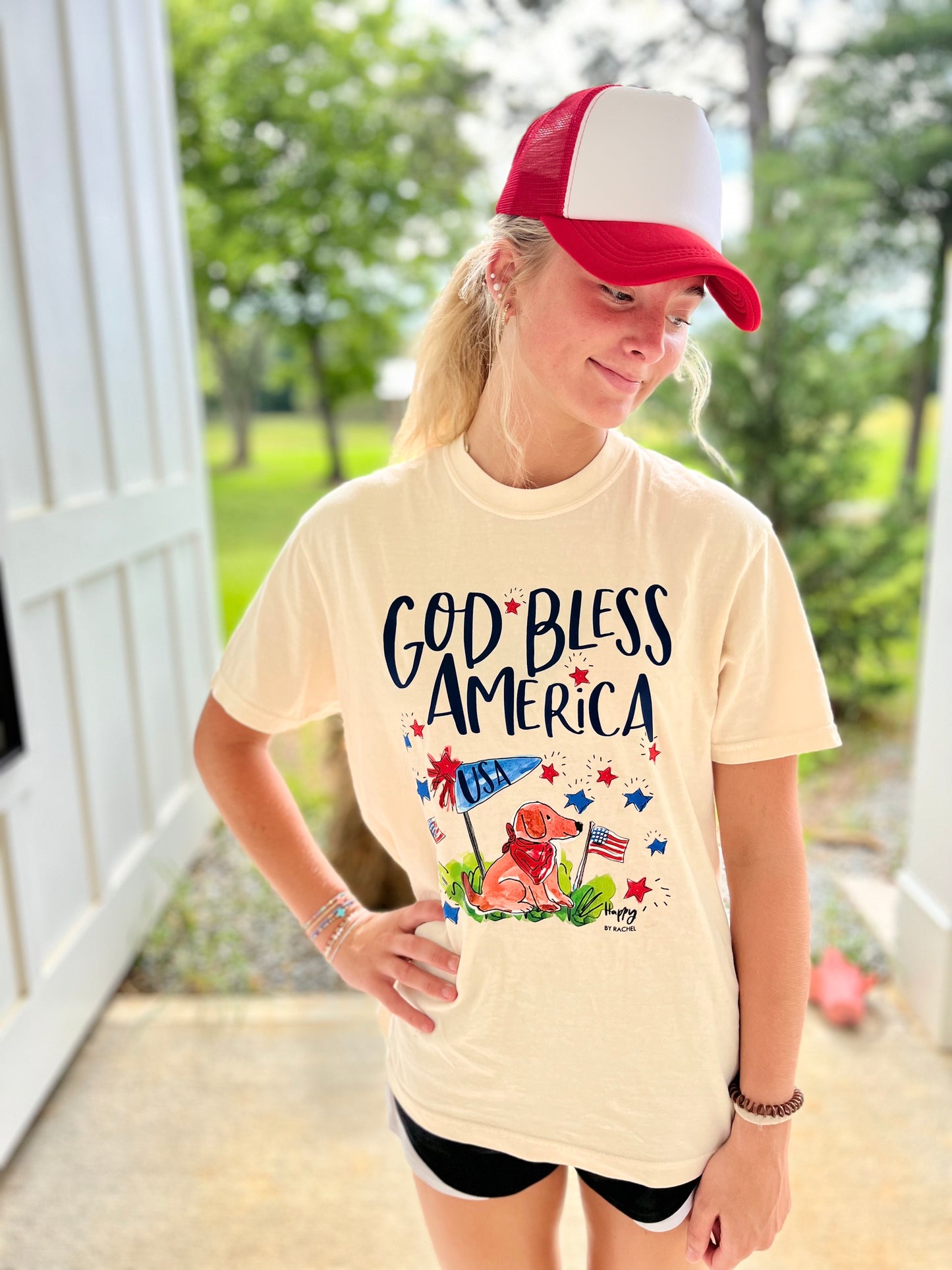 God Bless America shirt - Tshirt with Handpainted Patriotic Design