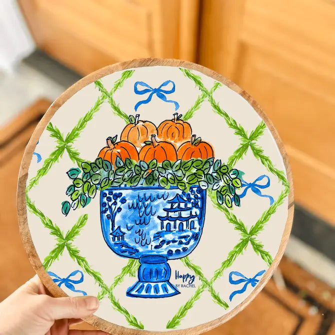 Fall Pumpkin Topiary Large Tray