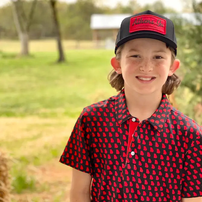 Youth Athens Red and Black State Performance Polo Gameday