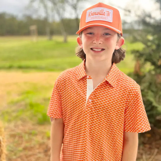 Youth Knoxville Orange and White State Performance Polo