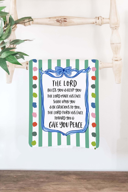Bless You Bow Towel with Dots and Stripes