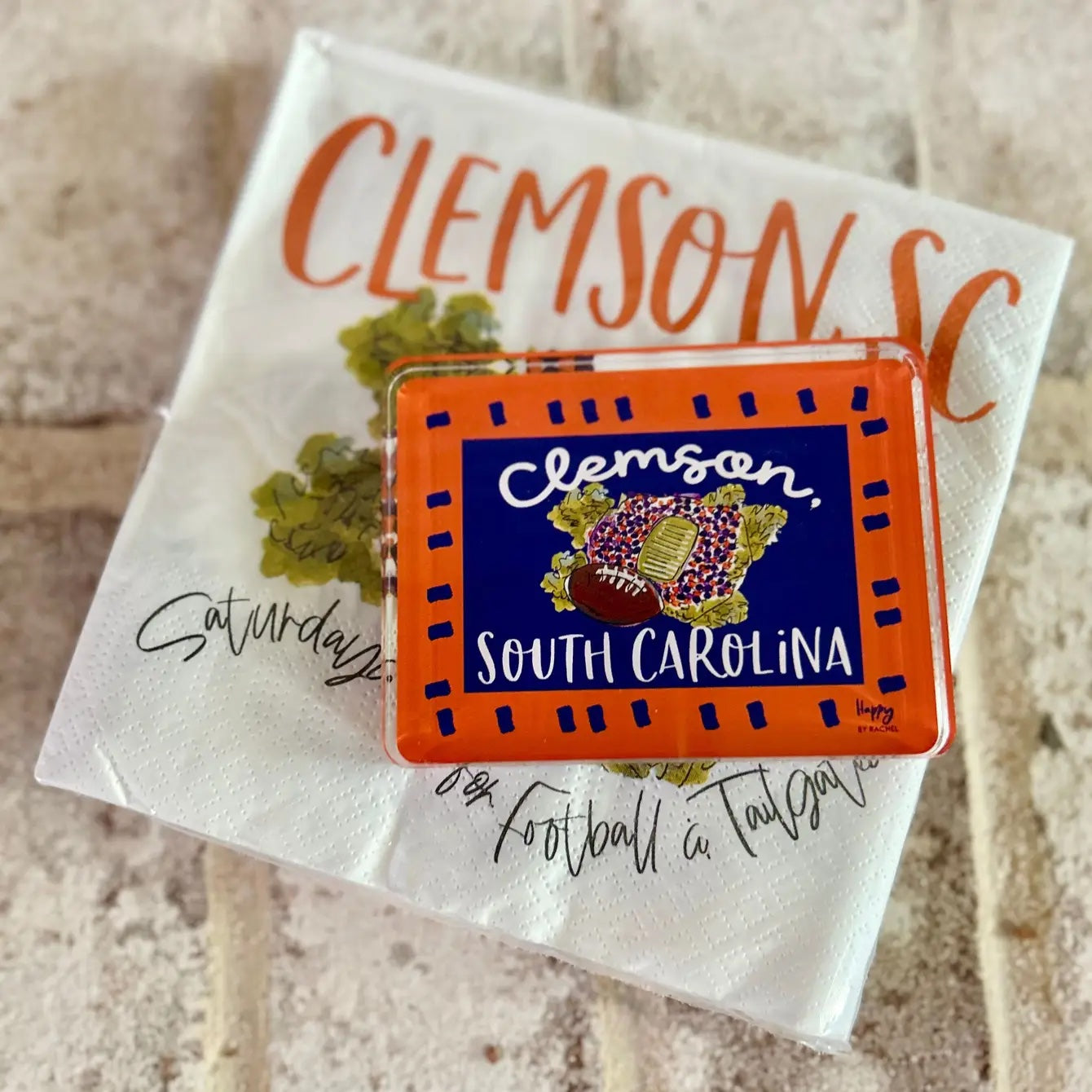 ACRYLIC Clemson, SC Sitter & Napkin Weight