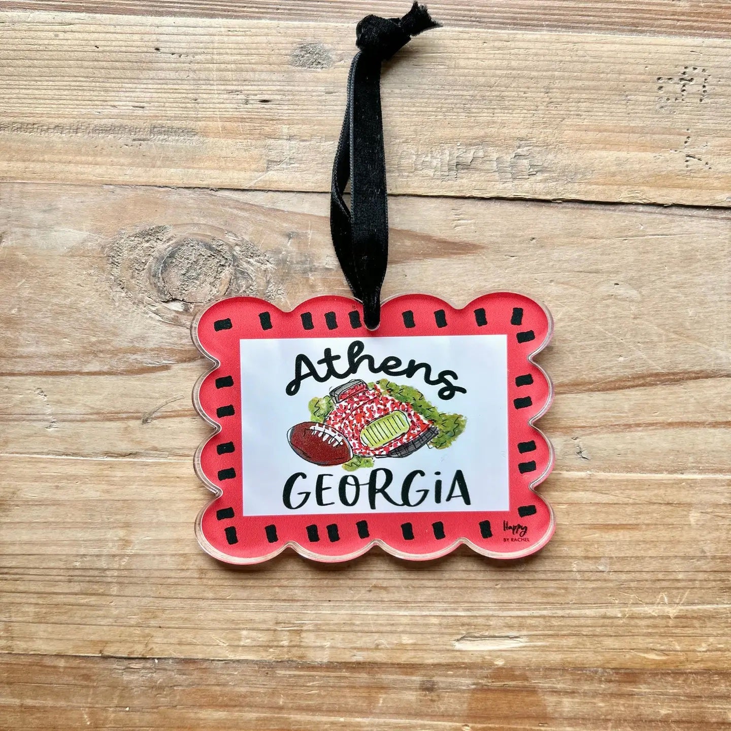 ACRYLIC Athens, GA Scalloped Stadium Ornament