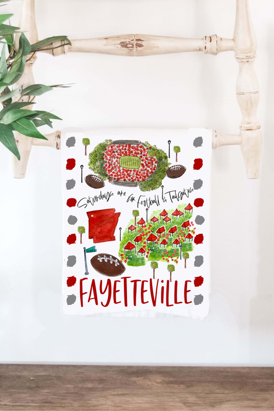 Saturdays Fayetteville, AR Tea Towel