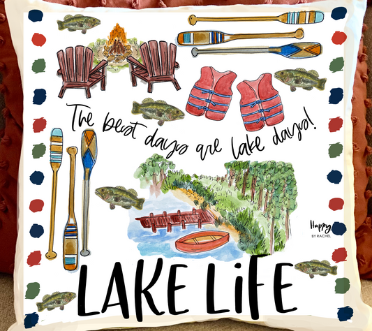 Collage Style Lake Double Sided Pillow