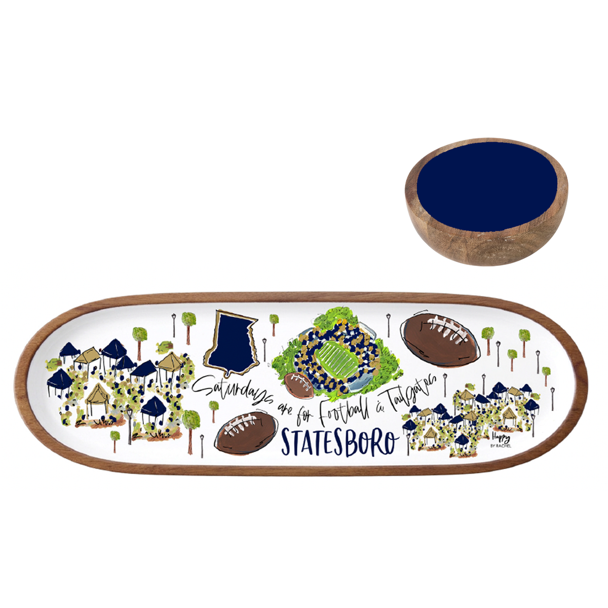 STATESBORO, GA TAILGATE TRAY AND BOWL SET (PRE-ORDER)